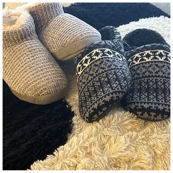 Totes Women’s Cable Knit Boot Slipper Gray - Picture 3 of 3